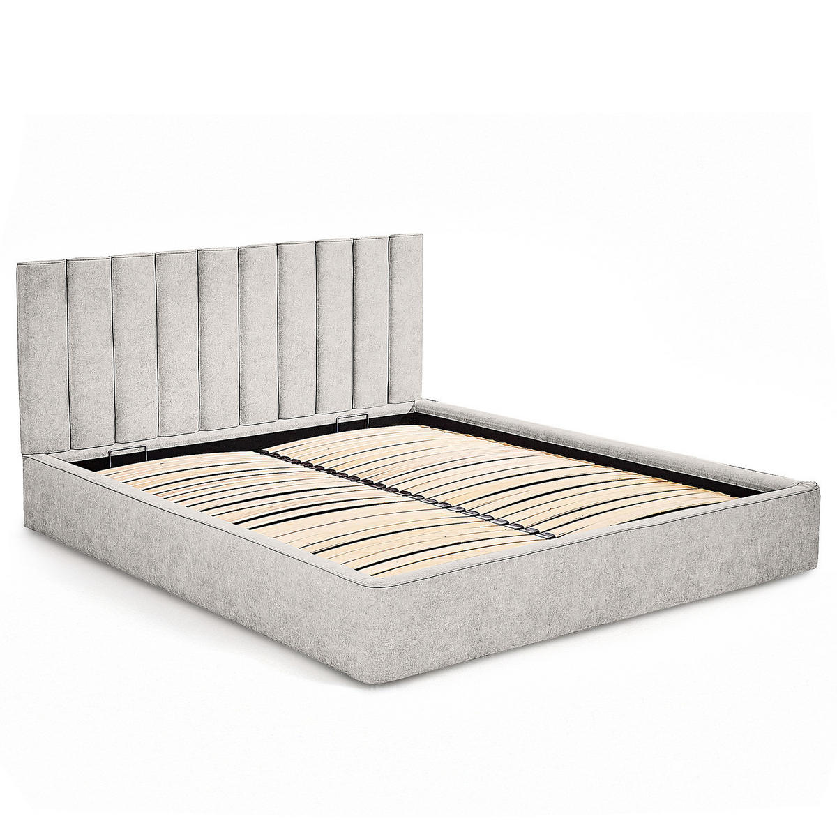 POLSTERBETT - Hellgrau, Textil (200/200cm) - home24