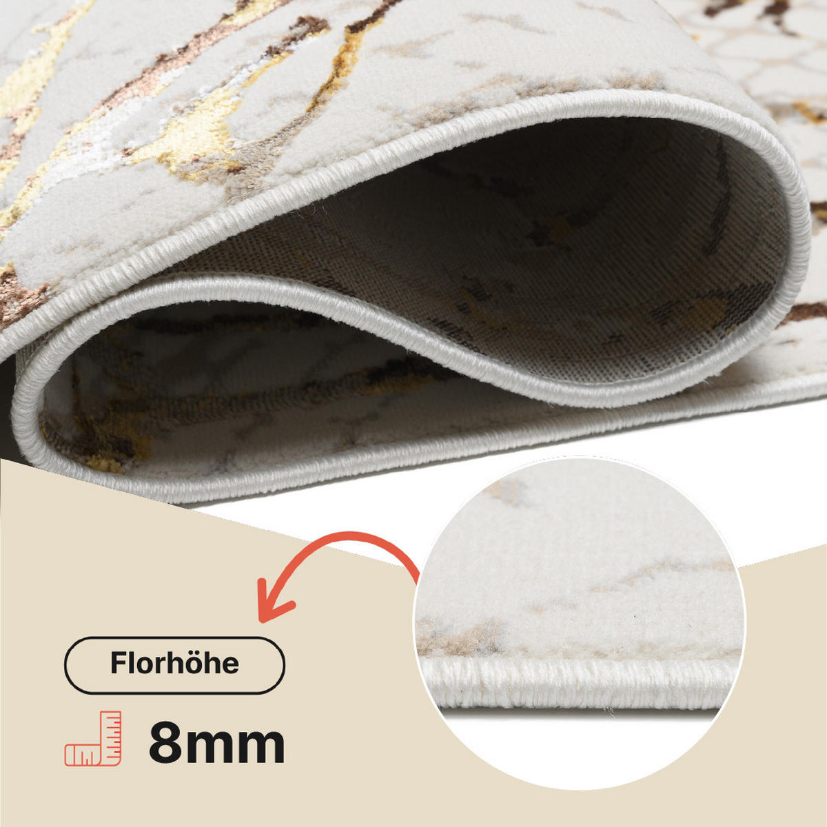 TEPPICH GOLDEN Creme 200/300 cm - Creme, Kunststoff (200/300cm) - Tapiso