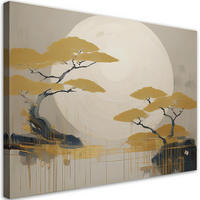 WANDBILD boho baum landschaft - Beige, Textil (60/40cm) - Feeby