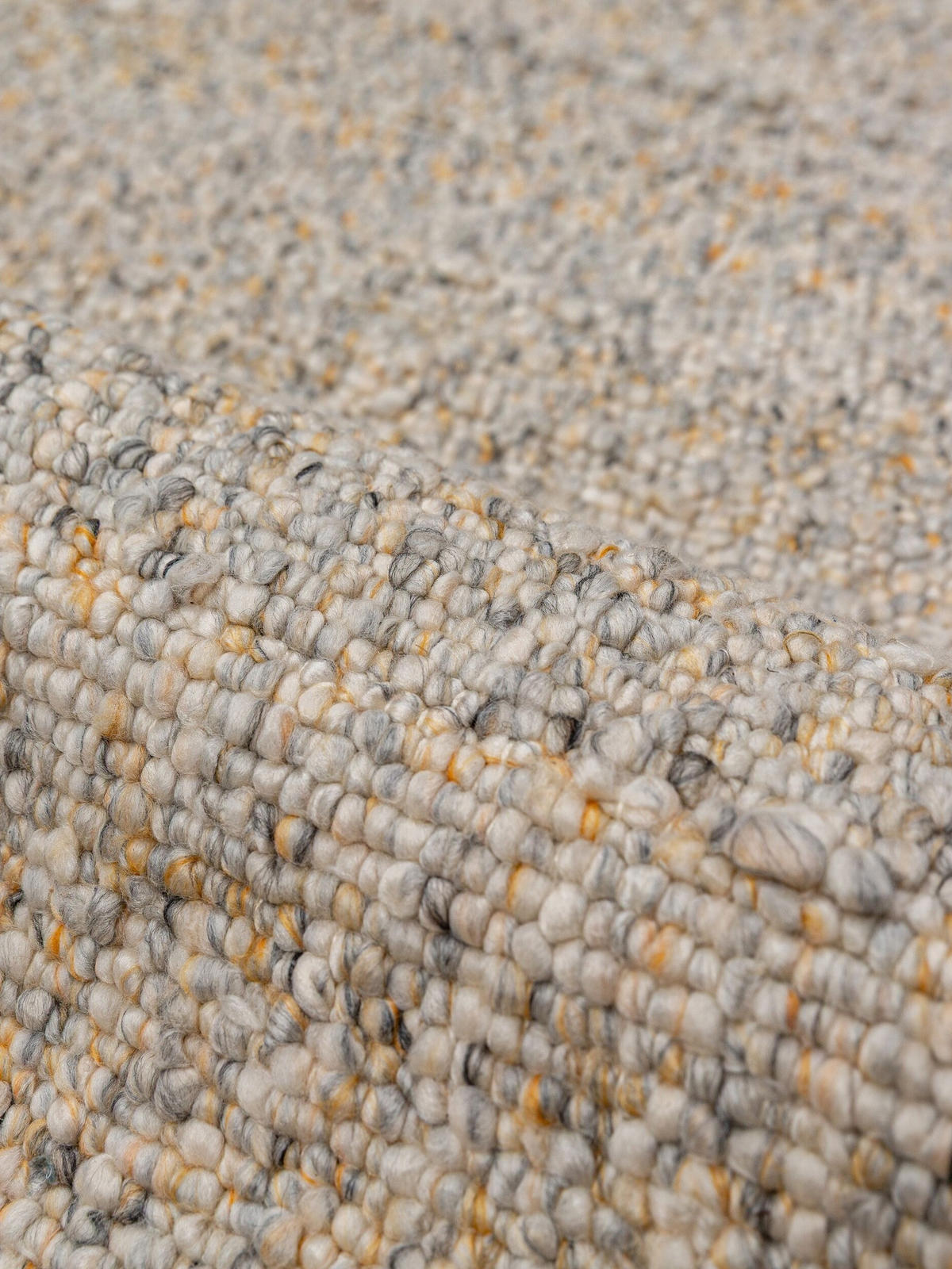 TEPPICH Kurzflor, handgewebt, GLAVEN, in Gelb-Grau, Bouclé-Struktur, 120 x 170 cm - Gelb, Textil (120/170cm) - KADIMA DESIGN