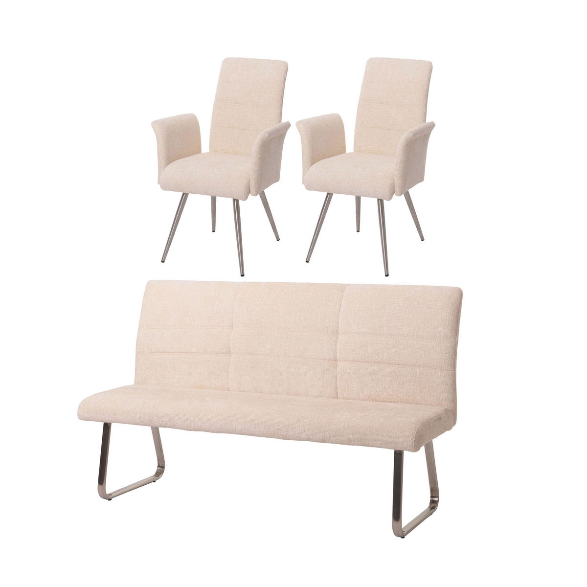 ESSZIMMER-SET Beige 3er-Set - Beige, Textil (180/99/65cm) - MCW