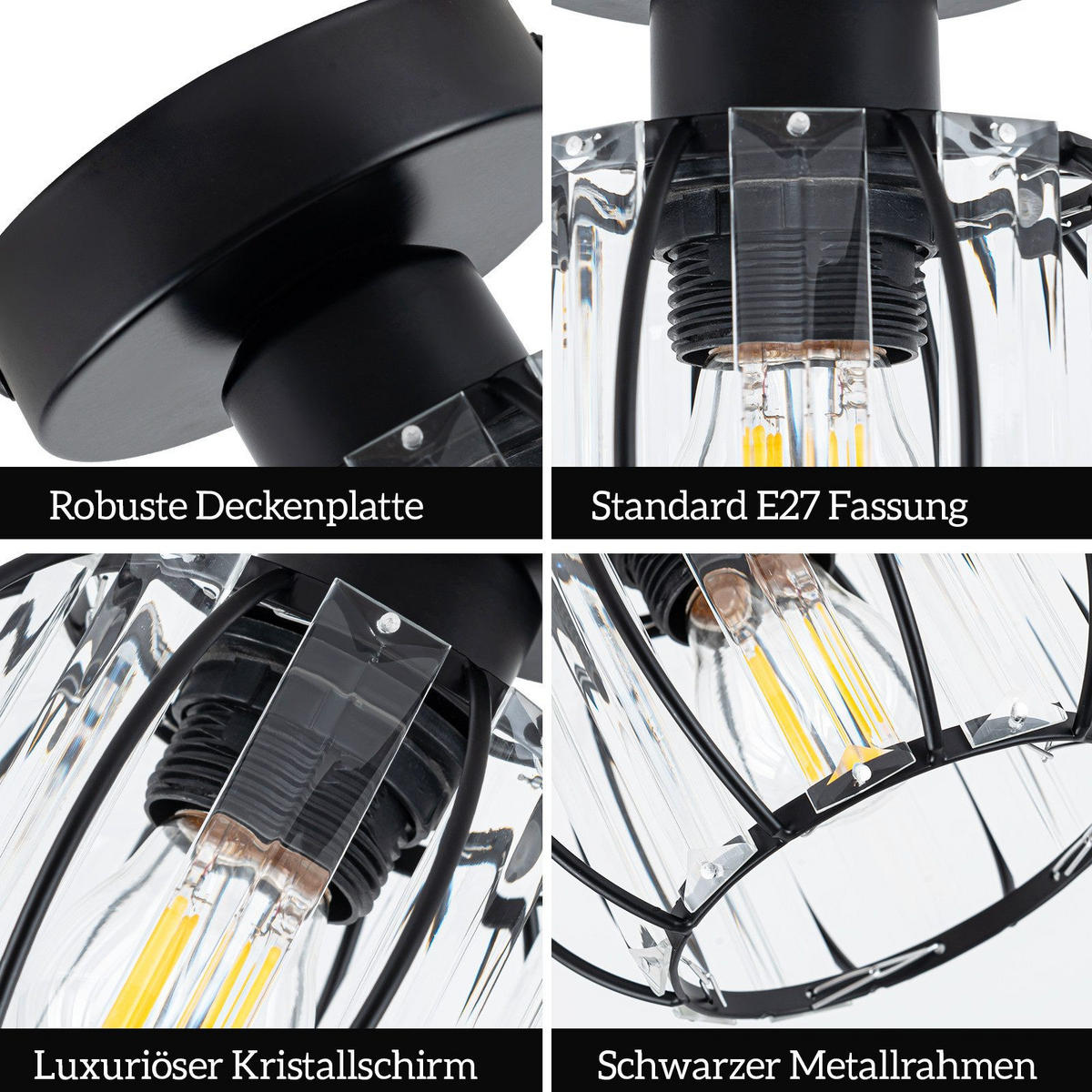 LED-DECKENLEUCHTE Veylan 15/16/15 cm - Schwarz, Metall (16/15/15cm) - ZMH