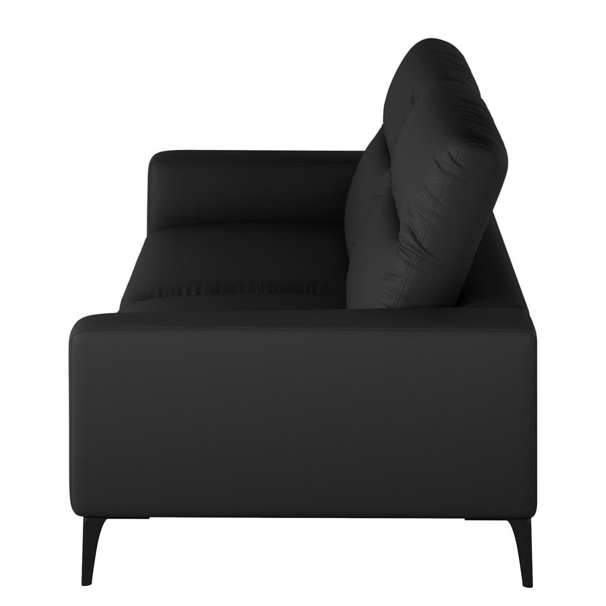 3-SITZER SOFA - Schwarz, Leder/Metall (233/73/107cm) - home24