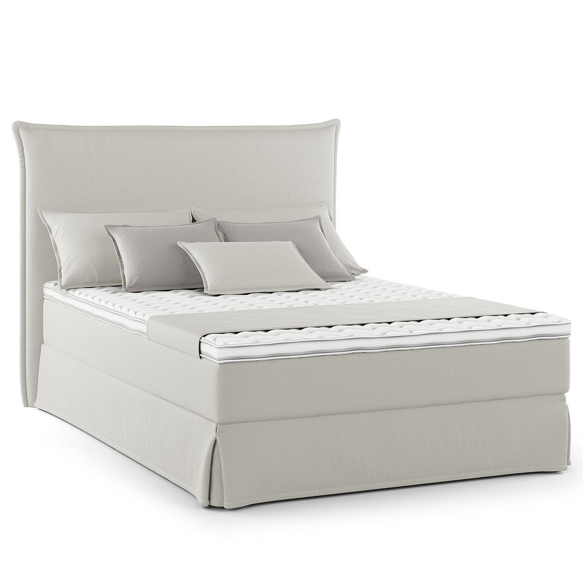 BOXSPRINGBETT mit Husse - Platinfarben, Textil (140/200cm) - home24