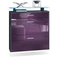 SCHUHSCHRANK Malea Fronten in Brombeer Hochglanz - Brombeere, Holzwerkstoff (89/96/23cm) - Vladon