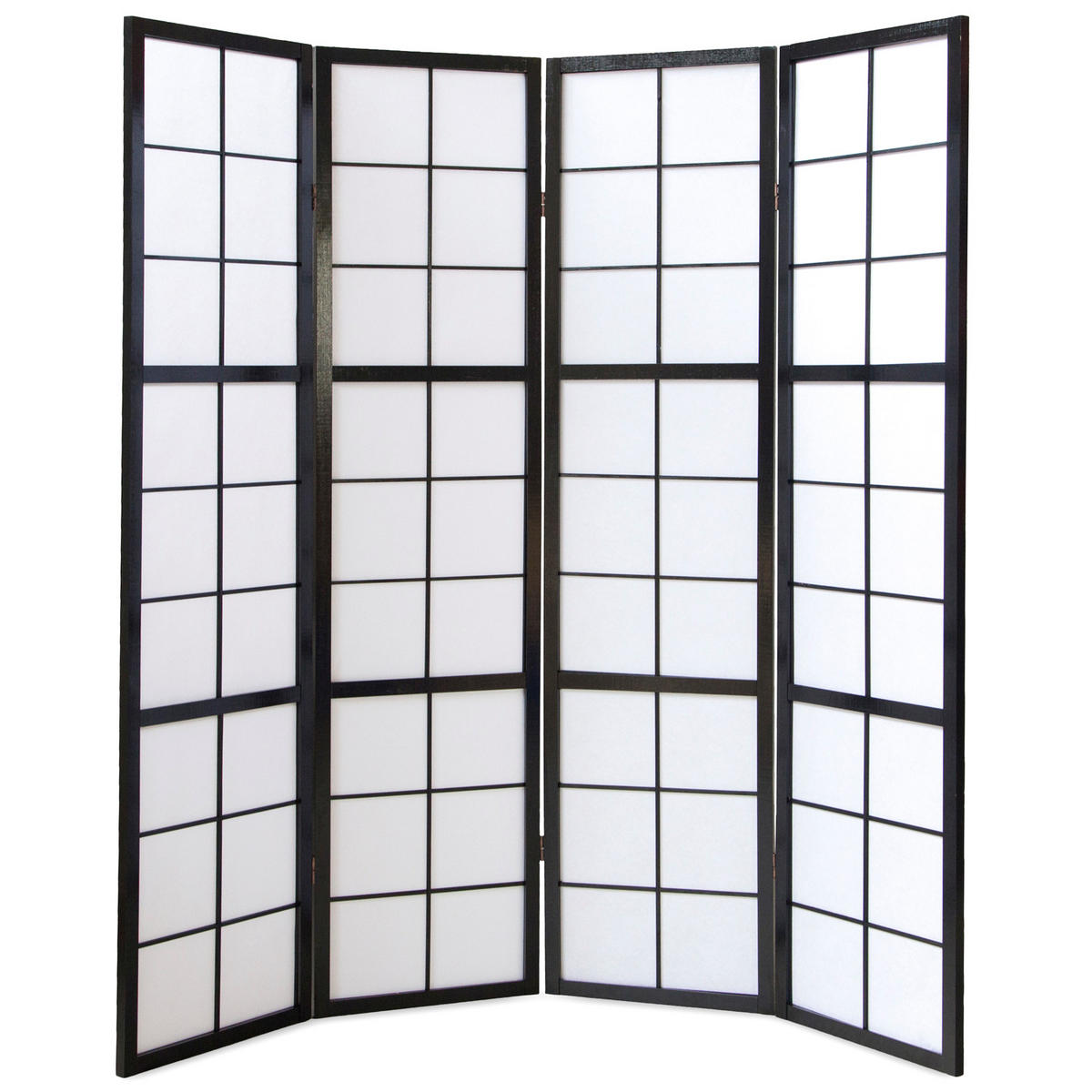 PARAVENT 4-tlg. 176/175 cm Schwarz Shoji - Schwarz, Holz (176/175/2cm) - Homestyle4u