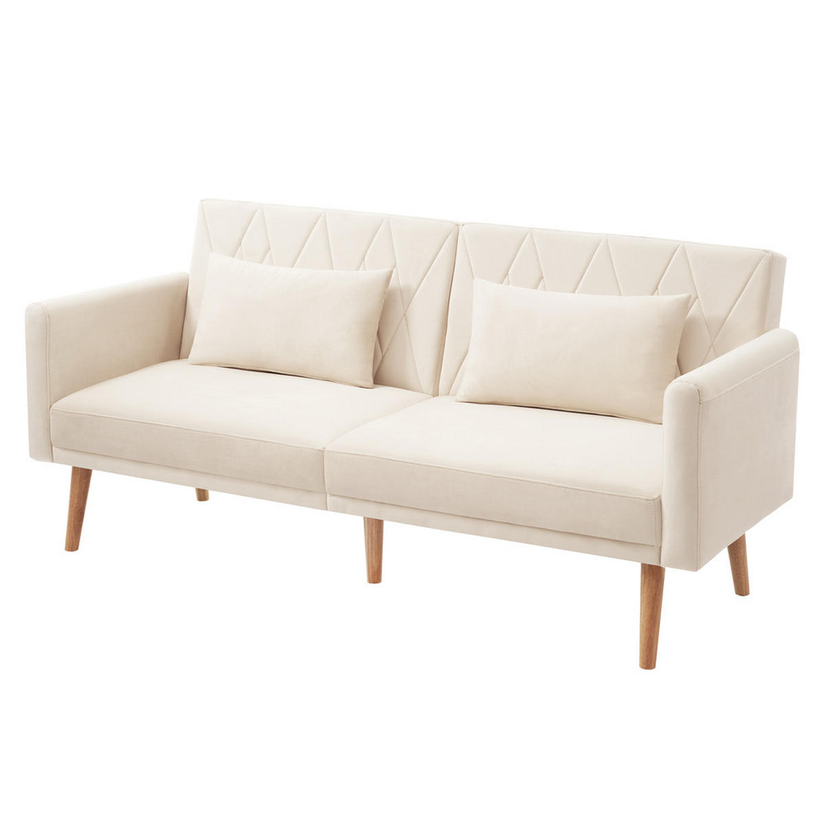 SCHLAFSOFA 2-Sitzer Samtstoff Bettfunktion Kompakt Beige - Beige, Holz (81.99/25.48/44.98cm) - FLIEKS