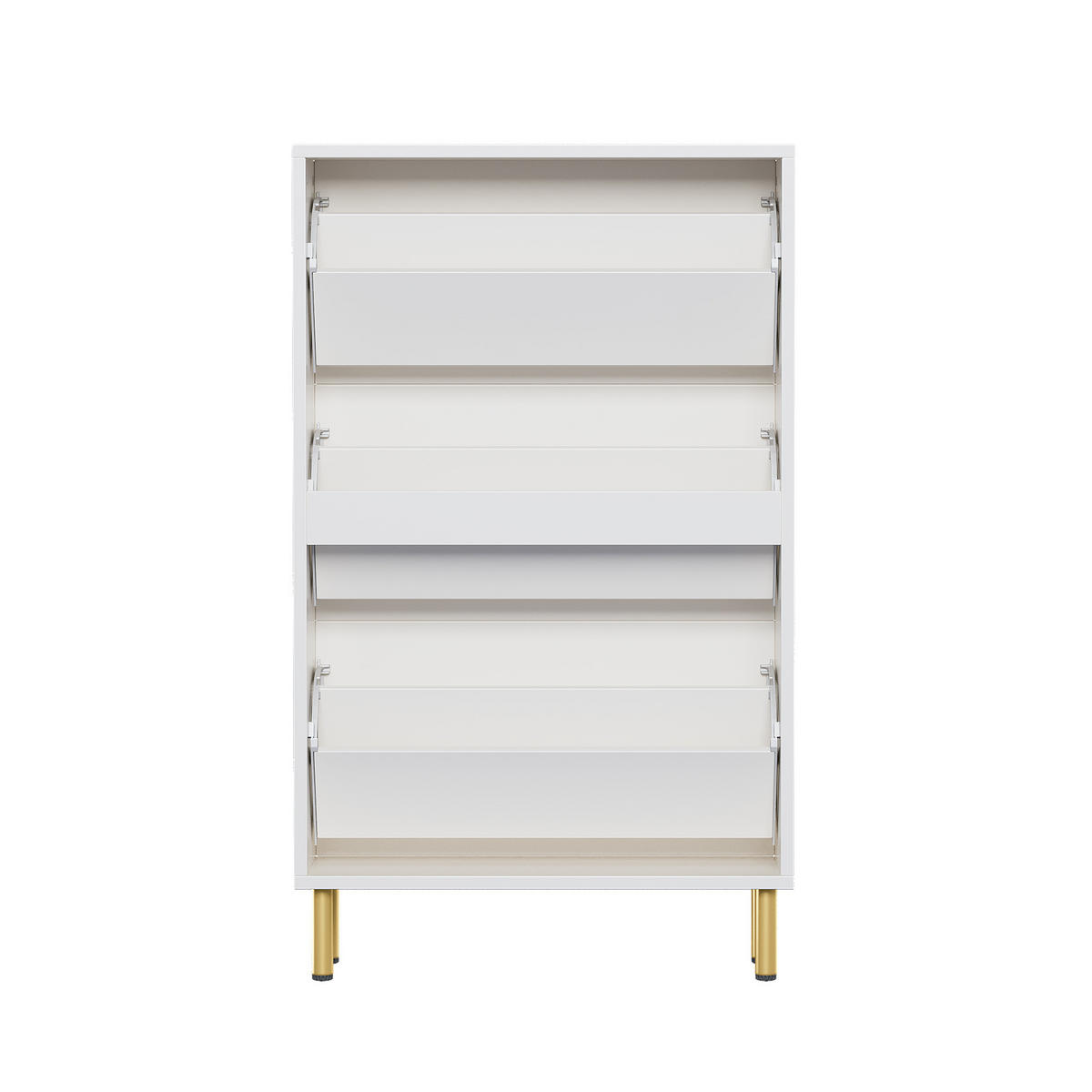 VÝKLOPNÝ Skrinka na topánky, 73/23/125 cm, MDF a drevotrieska biela, s 3 klapkami - biela, kompozitné drevo (73/125/23cm) - BEAOK