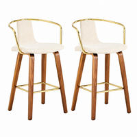 BARHOCKER 2er-Set mit Armlehne, Weiß - Weiß, Holz (44/88/54.7cm) - Meubliv