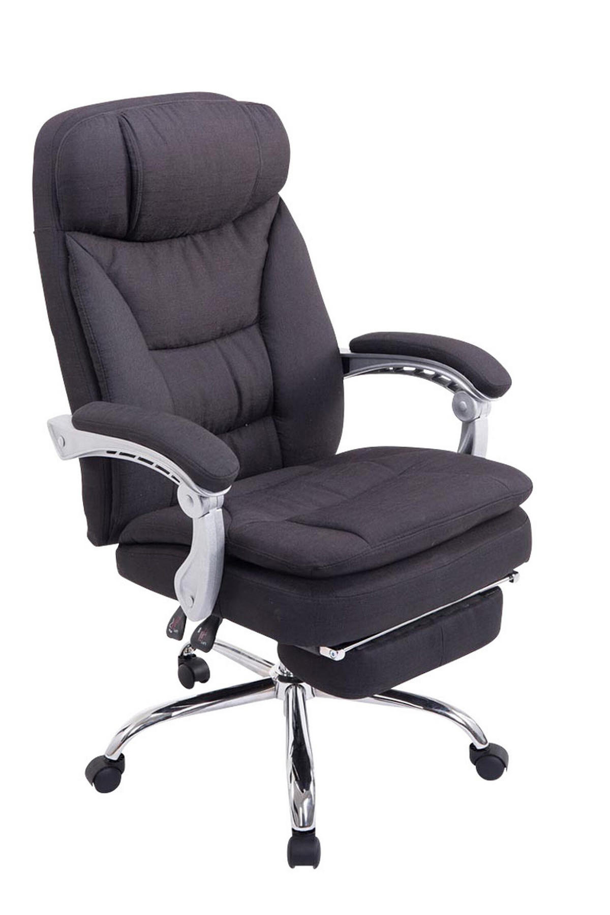 BÜROSTUHL XL Troja, Stoff Schwarz - Schwarz, Textil/Metall (67/122/67cm) - TPFLiving