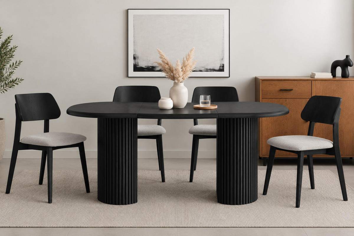 STUHL Korinn 80 x 46 x 43 cm, creme, schwarz - Creme/Schwarz, Metall (46/85/43cm) - Margaret Hadas24
