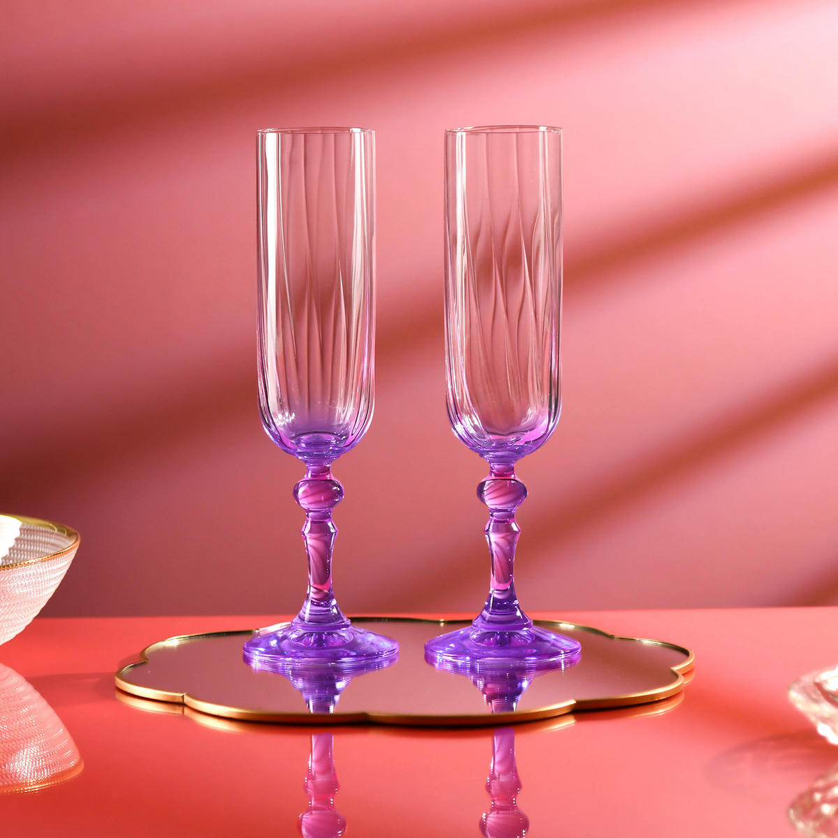 SEKTGLÄSER, 2er-Set, 200 ml - Violett, Glas (0.2L) - Krosno Glass
