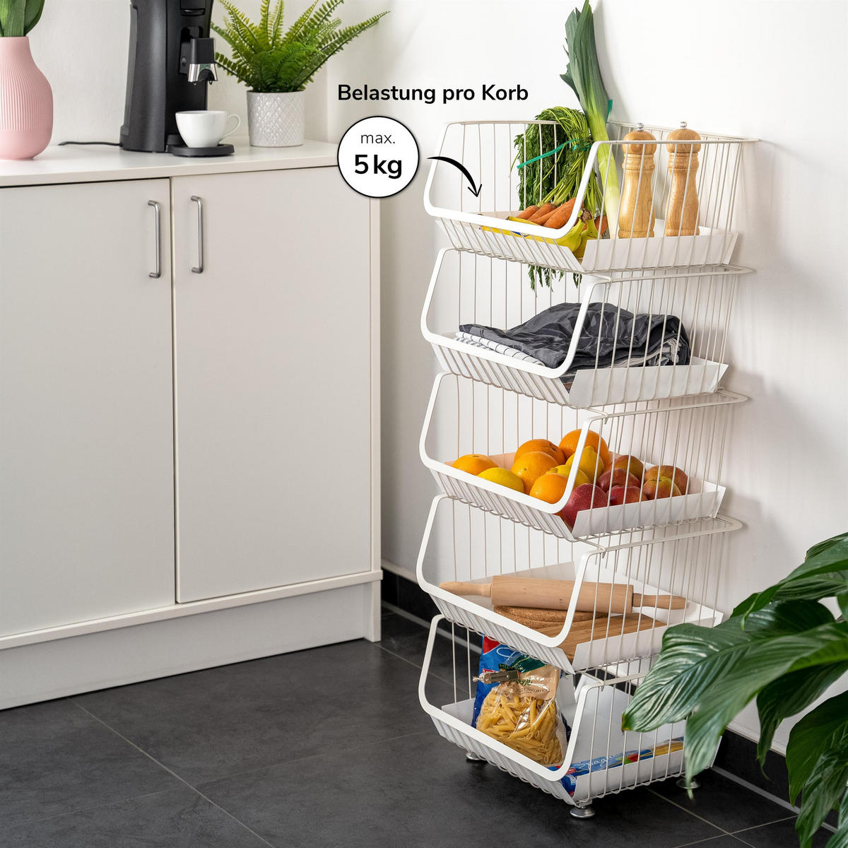 AUFBEWAHRUNGSKÖRBE, weiß, Metall, Kunststoff - Weiß, Metall (42/105/36cm) - bremermann