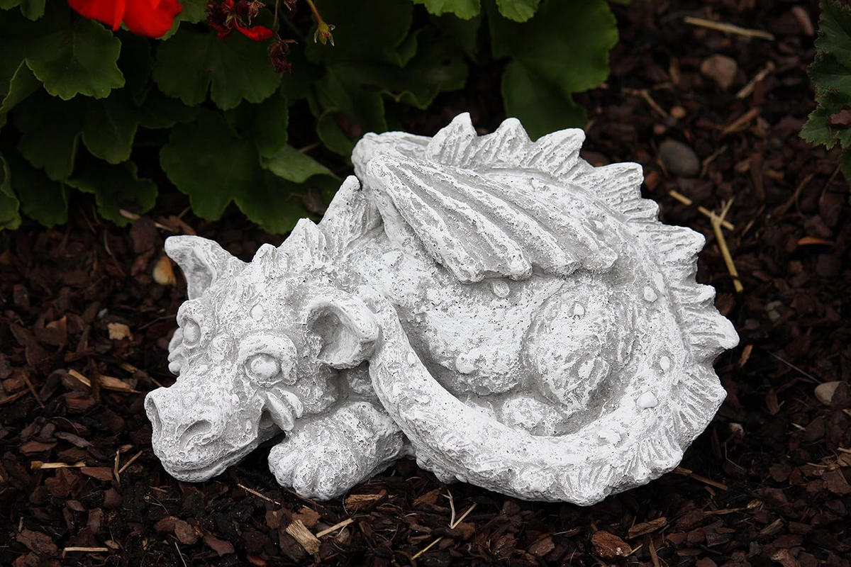 STEINFIGUR Drache Flokii, Frostfest, massiver Steinguss - Grau, Stein (26/12/20cm) - stoneandstyle