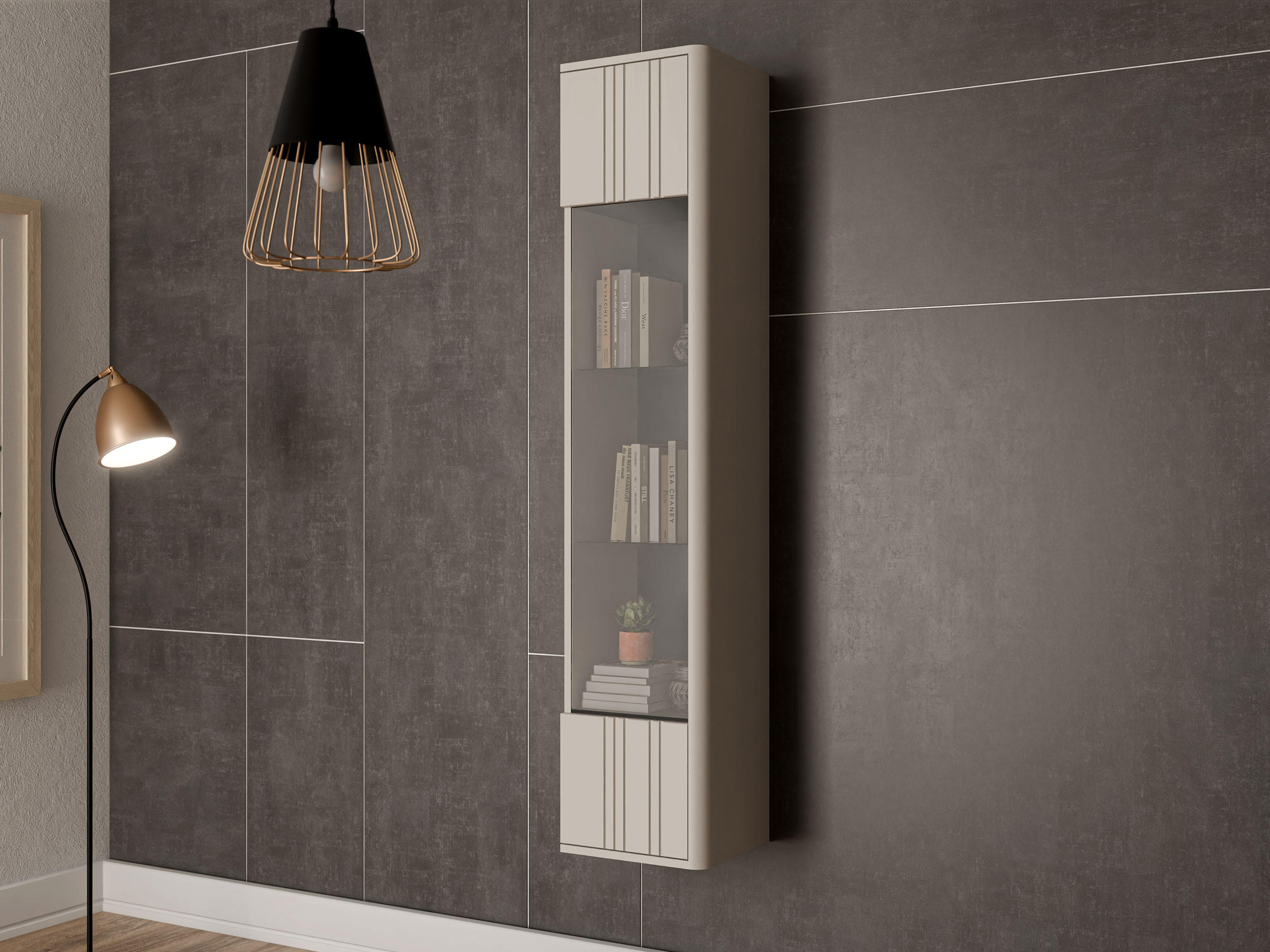 GLASVITRINE Philippe - Kaschmir, Holzwerkstoff (36/164/31cm) - MIRJAN24