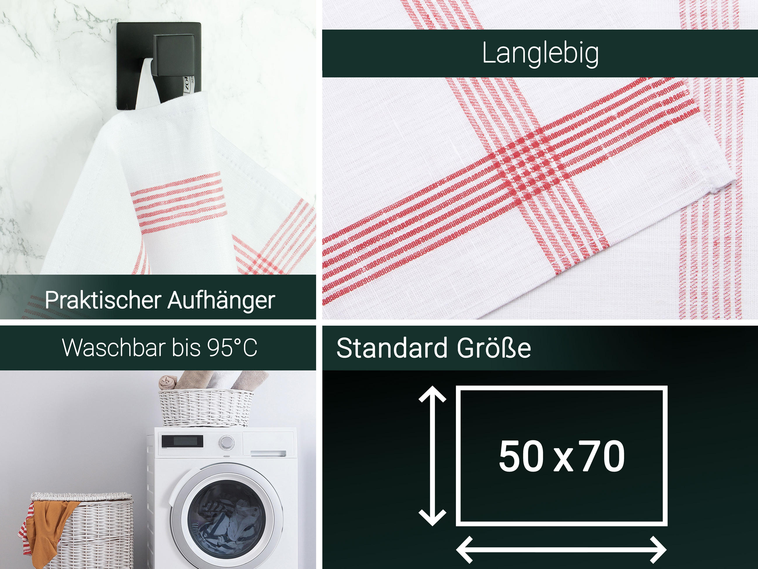 GESCHIRRTÜCHER, 4er-Set, 50x70 cm, 100% Leinen, Weiß - Weiß, Textil (50/70cm) - Zollner