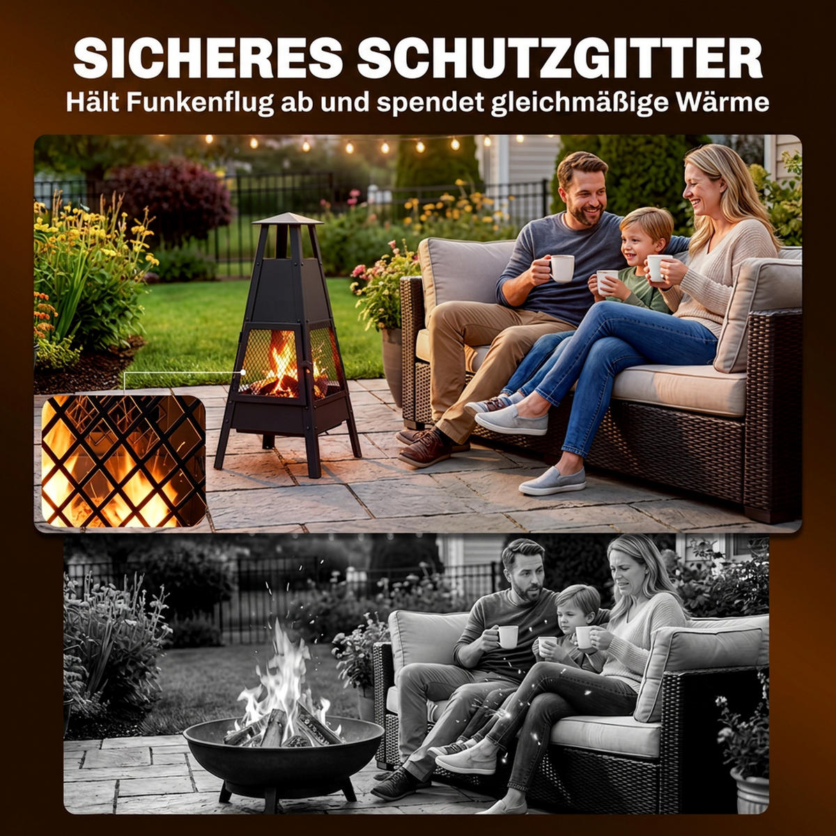 FEUERSTELLE Kohlenstoffstahl Schwarz - Schwarz, Metall (40.5/97/41cm) - Outsunny