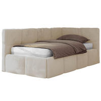 JUGENDBETT ARVO 90/200 - Creme Plüsch - Pocket-Matratze - Rechts Seite - Creme, Textil (90/200cm) - MKS