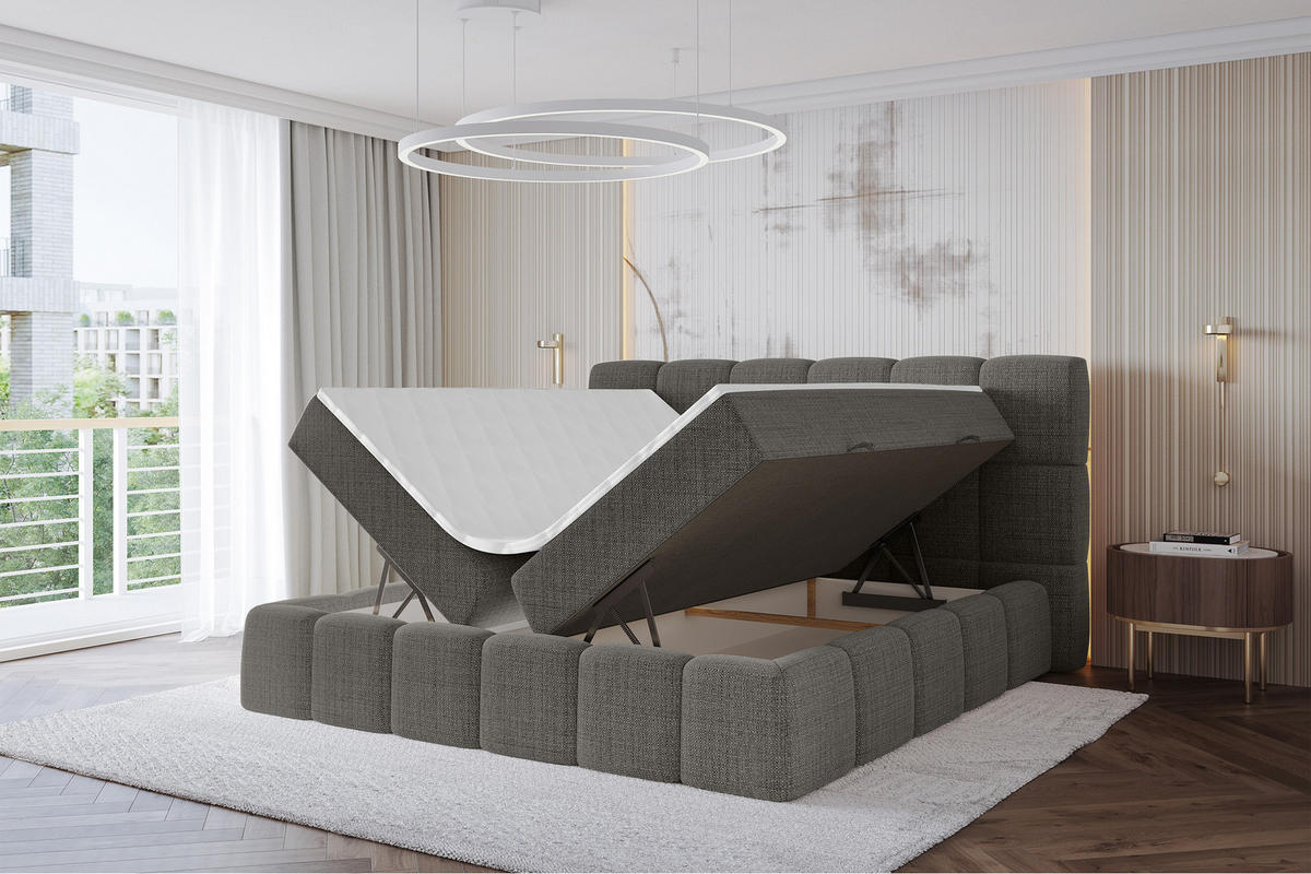 BOXBETT - AURI-H3 - 200x200 Grau Aragon - Graubraun, Holzwerkstoff (200/200cm) - ALTDECOR