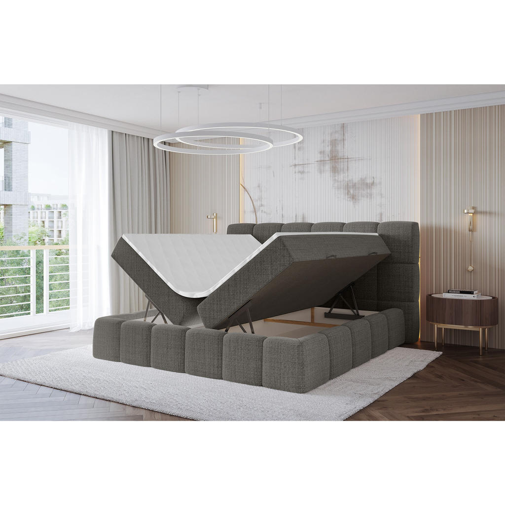 Thumbnail - Altdecor Boxbett, Graubraun, Holzwerkstoff, H4, Höhe ca. 20 cm, 160x200 cm, Schlafzimmer, Betten, Boxspringbetten