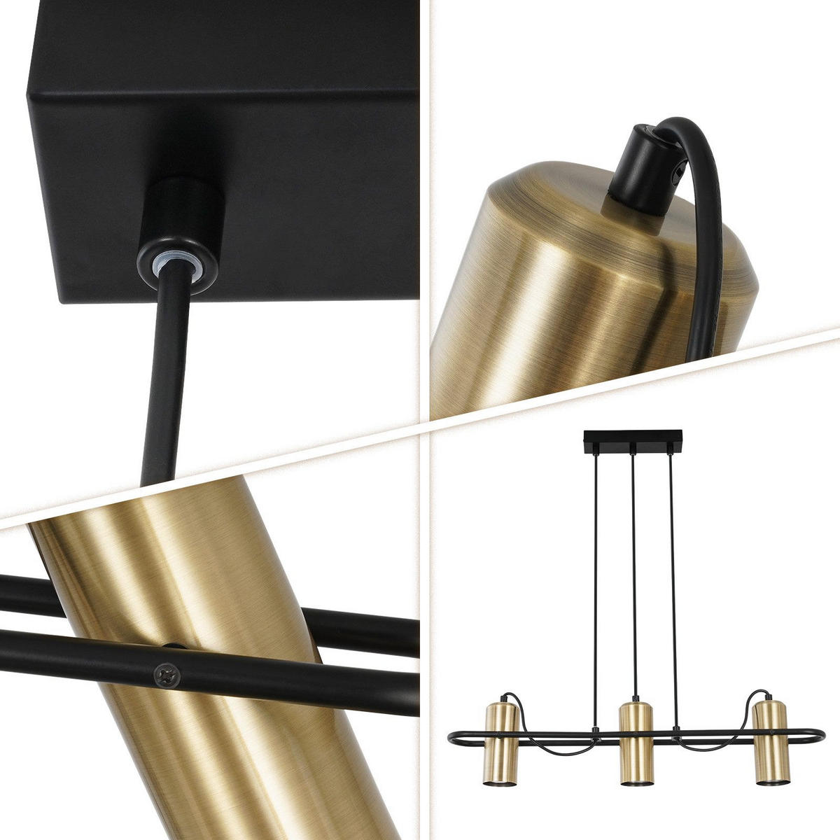 PENDELLEUCHTE Matthew 70/10/160 cm - Bronzefarben, Metall (70/10/160cm) - ZMH