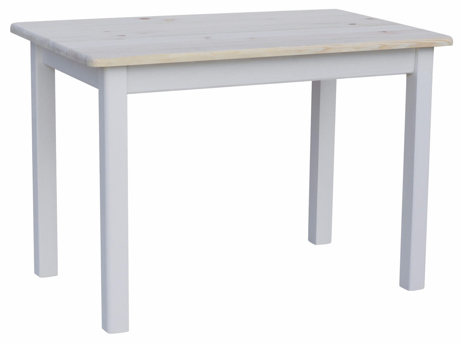 KOMA Esstisch KM440761 aus massivem Kiefernholz, 100 × 70 cm, Weiß / Unbehandelt - Weiß, Holz (70/75/100cm) - Koma