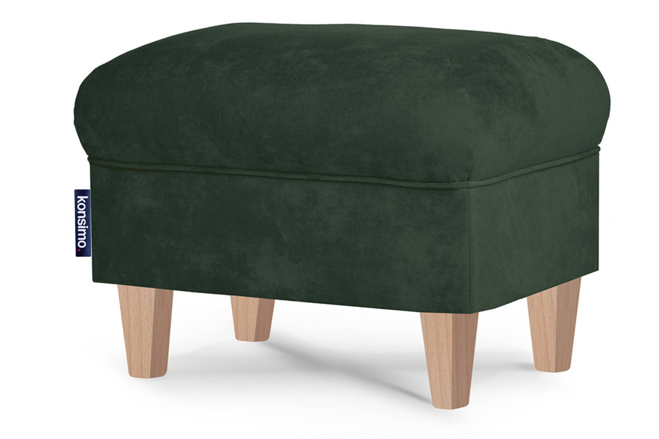 SITZHOCKER MILES Pouffe zeitloses Design und pflegeleichter Stoff, grün - Buchefarben/Grün, Holzwerkstoff/Buchenholz (55/42/40cm) - KONSIMO®