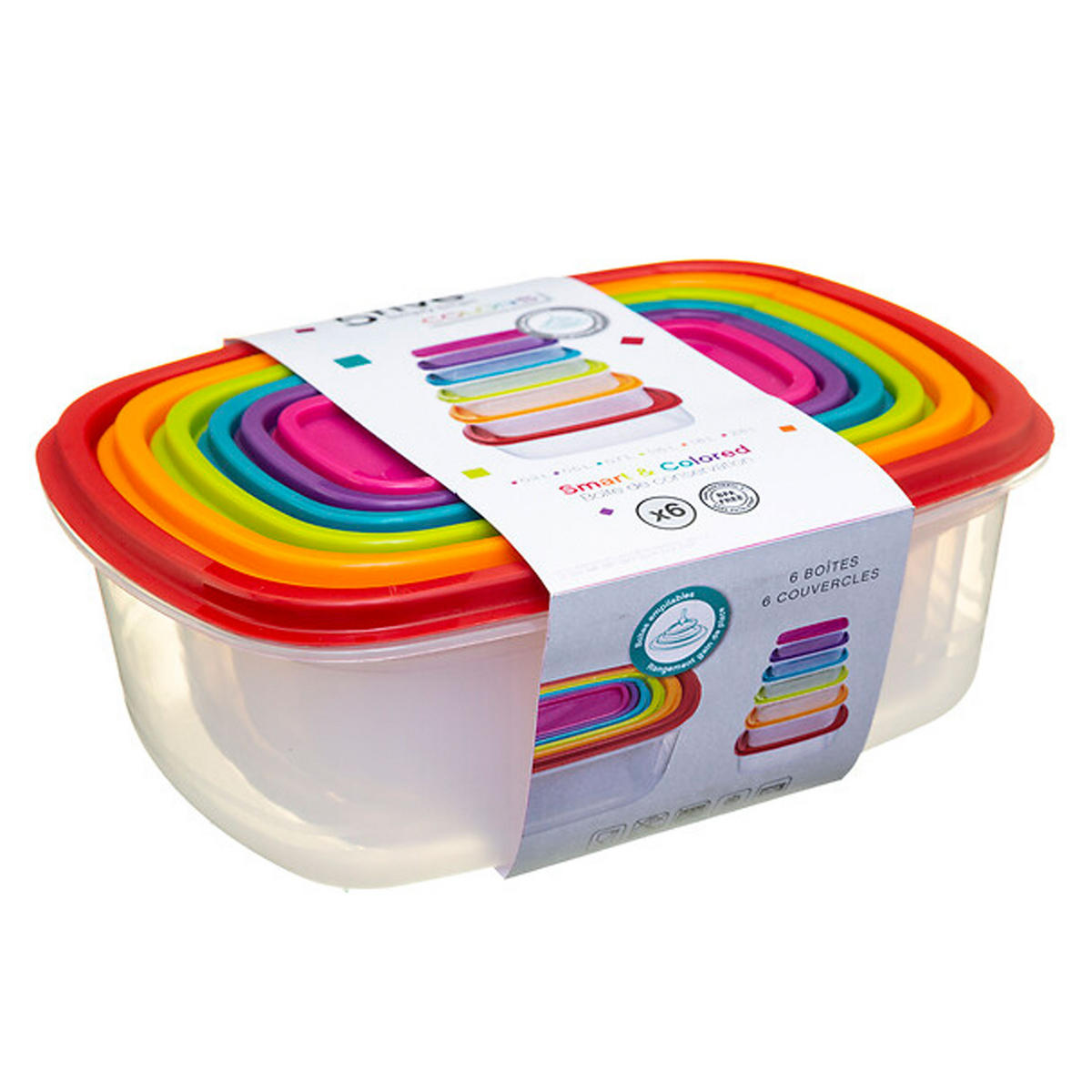 AUFBEWAHRUNGSDOSEN Set Colors 6-tlg., Kunststoff, Mehrfarbig - Multicolor, Kunststoff (19/9/26cm) - 5five Simply Smart