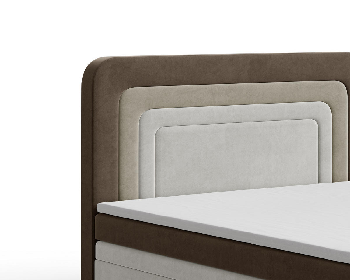 BOXBETT - Bett 10 NEST - Riviera - 140x200 cm - Modernes Polsterbett mit Bettkasten - Braun, Holz (140/200cm) - ROYAL24_MARKT