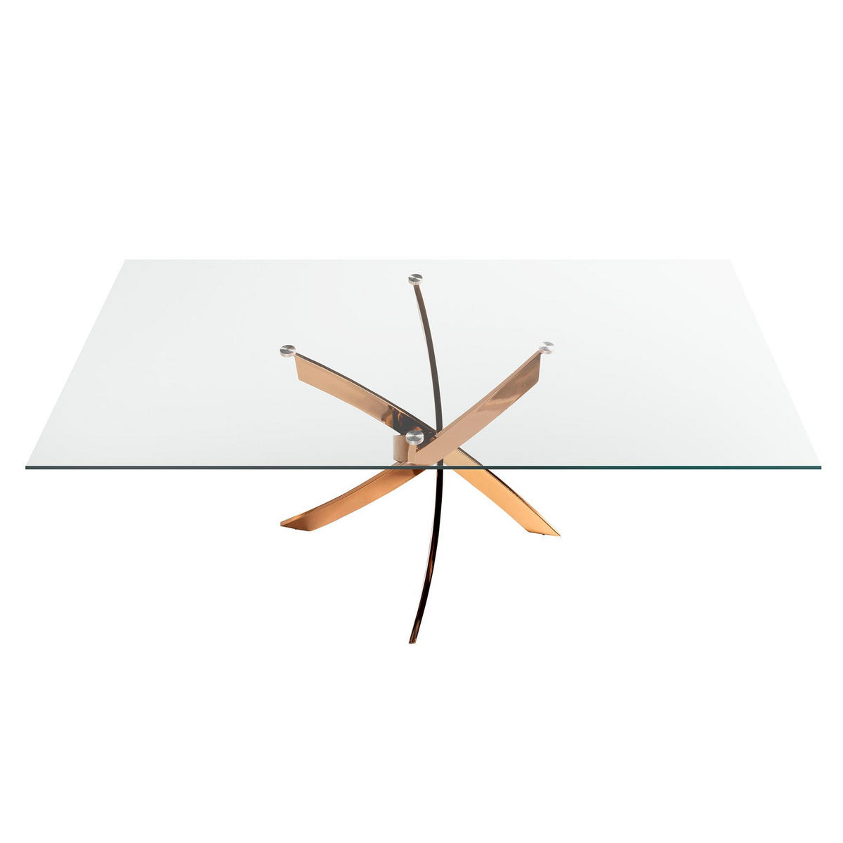 ESSTISCH Rechteckiger Esstisch aus gehärtetem Glas und rosa Stahl 150/95/75 cm - Pink/Goldfarben, Glas/Metall (95/150/75cm) - ANGEL CERDA