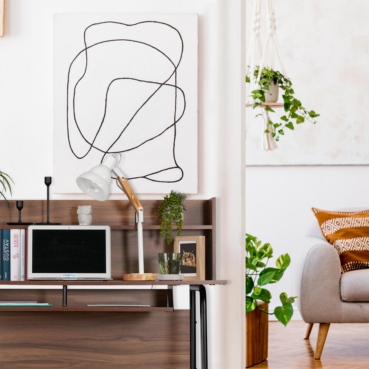 SCHREIBTISCH - Multicolor, Holzwerkstoff/Metall (60/120/109cm) - Relaxdays