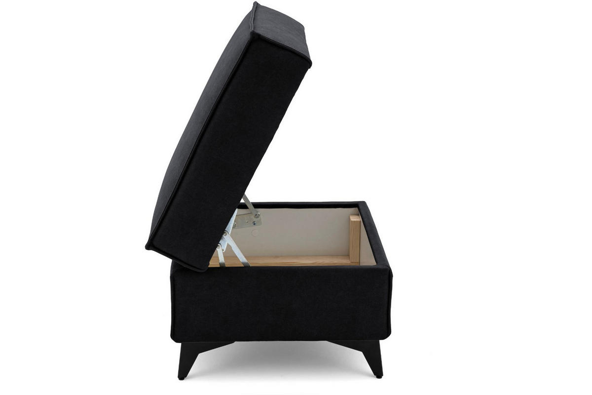 POUF PURE 55 x 55 cm Velours Graphit - Graphitfarben/Schwarz, Holz/Textil (55/45/55cm) - Muffo
