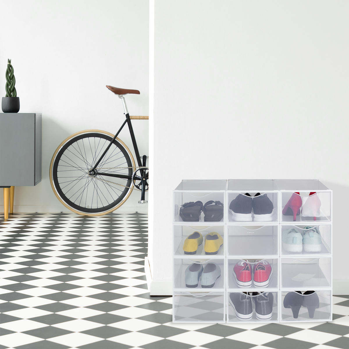 12XBOXY na obuv - priehľadné, plast (23/14/33.5cm) - Relaxdays