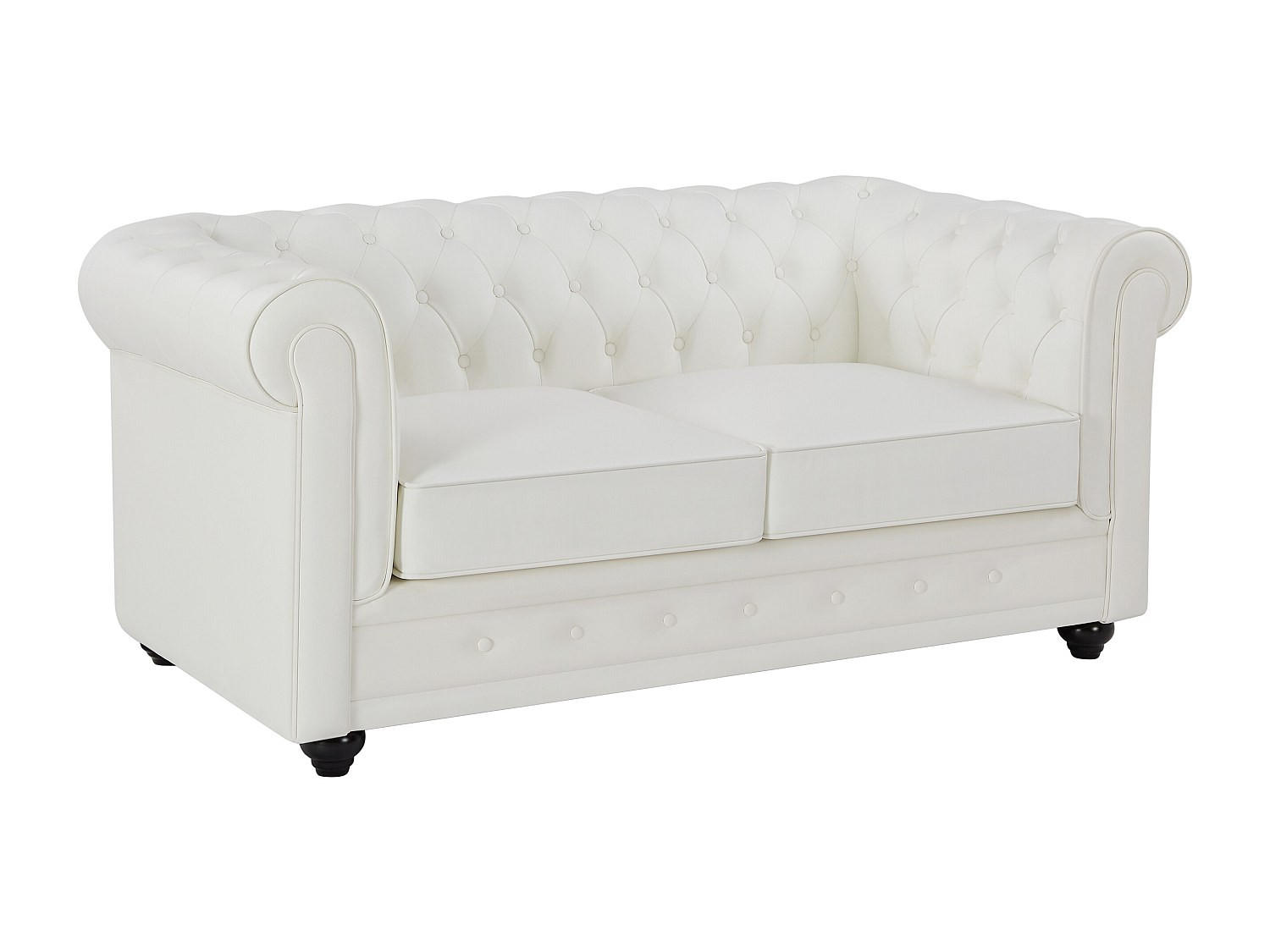 LEDERSOFA 2-Sitzer - Büffelleder - Weiß - CHESTERFIELD - Weiß, Leder (88/72/165cm) - Vente-Unique