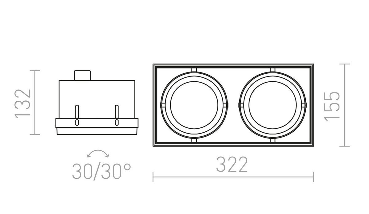 EINBAULEUCHTE ELECTRA II Schwarz 30 W - Schwarz, Metall (9/9/12cm) - Rendl