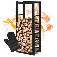 KAMINHOLZREGAL innen Metall KEOP Schwarz 40x25x100 cminkl. Ofenhandschuh - Schwarz, Metall (40/100/25cm) - DELUKE