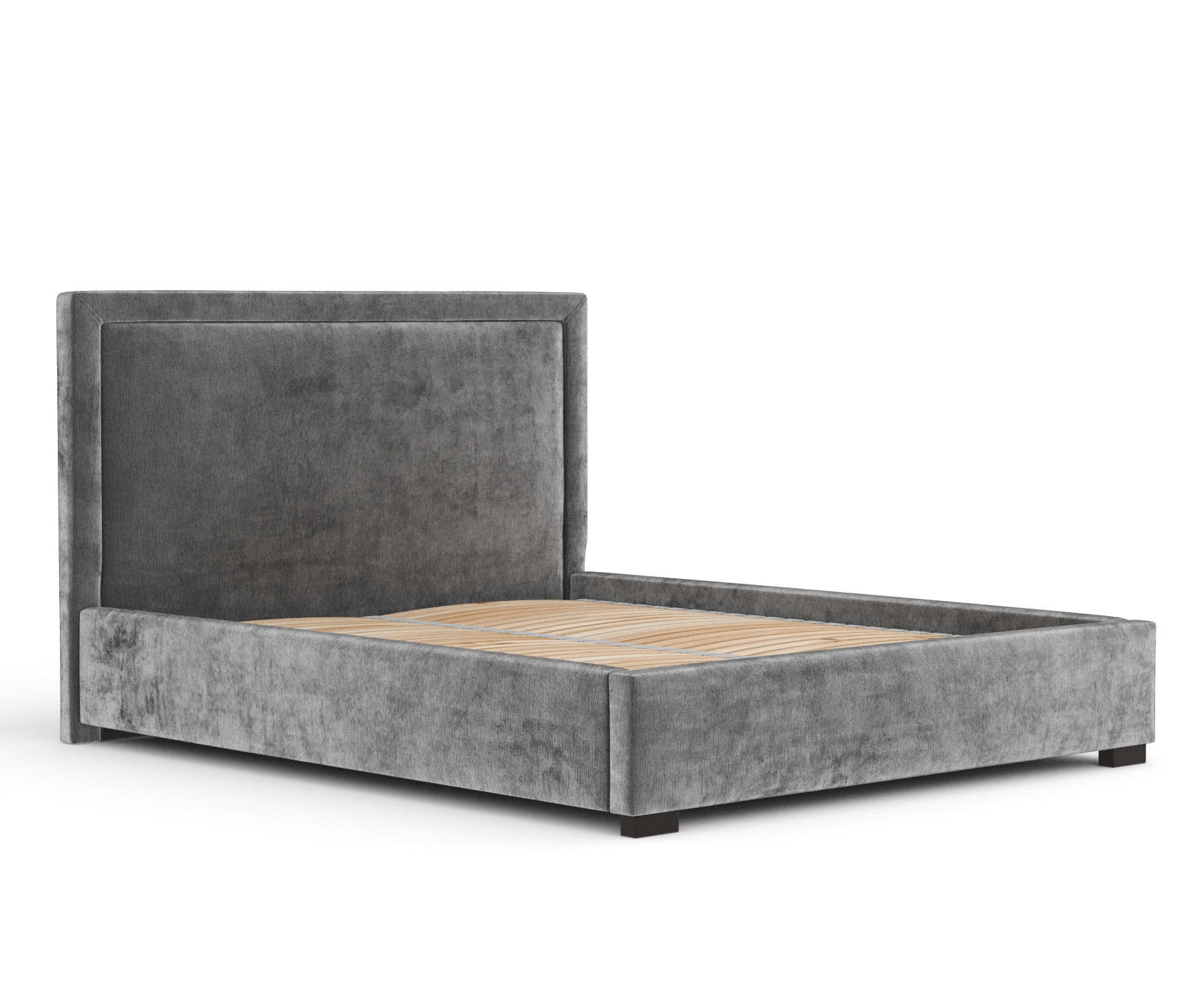 POLSTERBETT Ordina Grau 180/200 cm im Chenille-Stoff - Schwarz/Naturfarben, Holz/Holzwerkstoff (180/200cm) - Maison de Reve