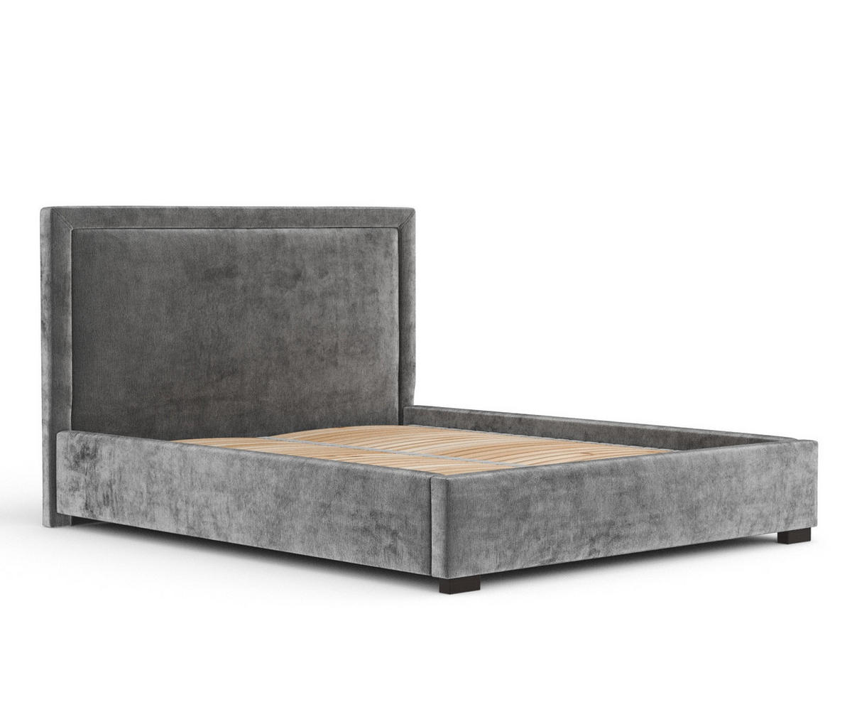 POLSTERBETT Ordina Grau 160/200 cm im Chenille-Stoff - Schwarz/Naturfarben, Holz/Holzwerkstoff (160/200cm) - Maison de Reve