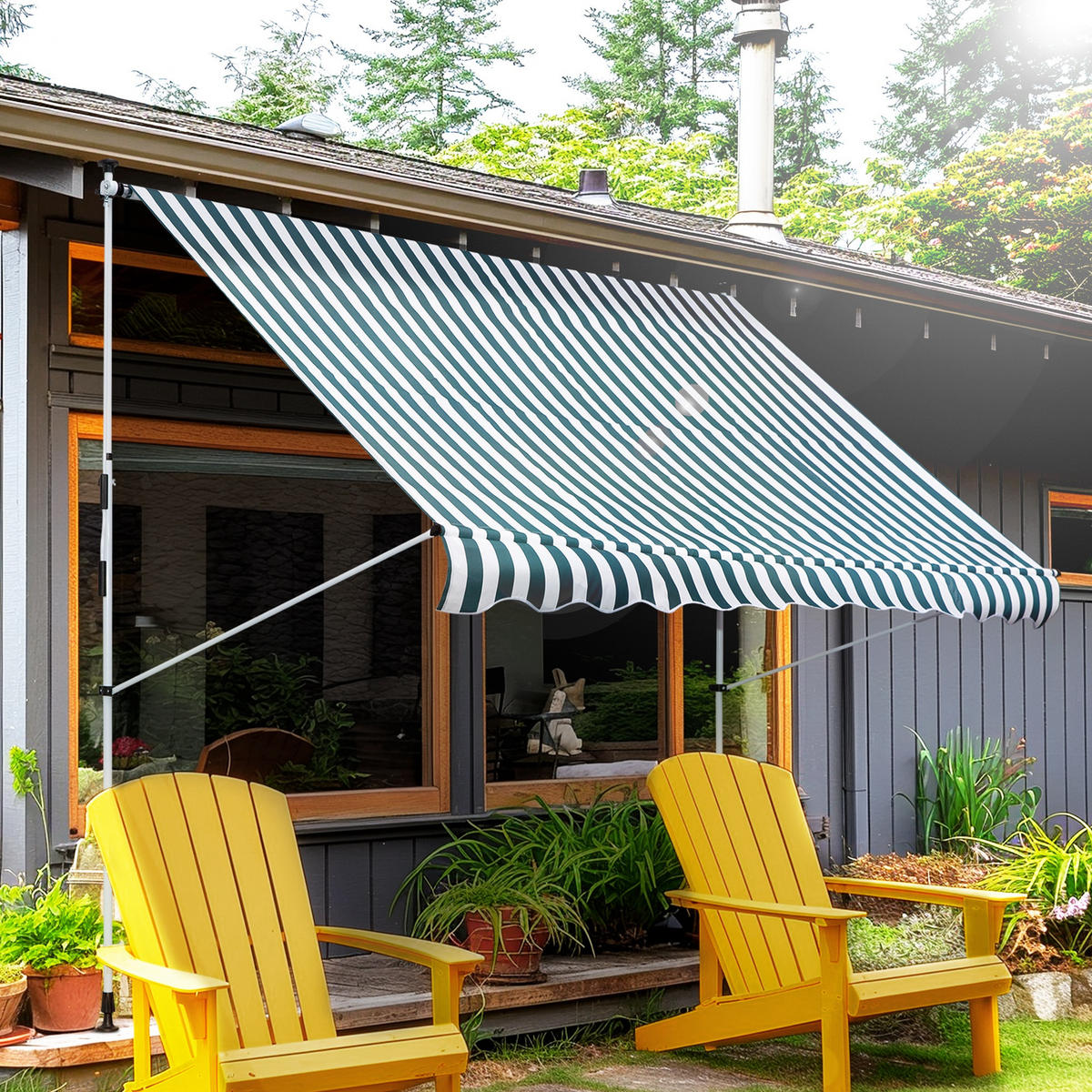 MARKISE, Beige, Aluminium, Stahl, Polyester - Grün, Metall (150/280/300cm) - Outsunny