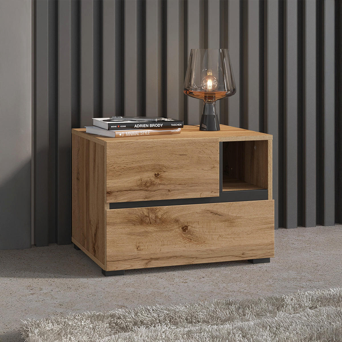 NACHTTISCH Lilia Holz - Braun, Holzwerkstoff (55/40/40cm) - Petits-meubles