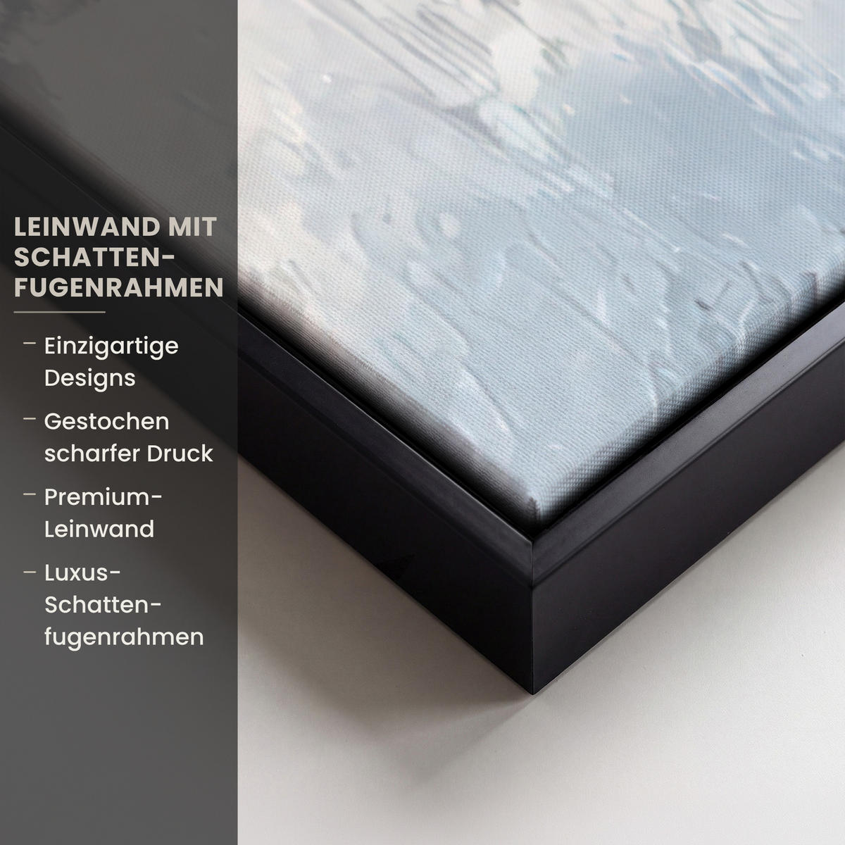 LEINWAND Bilder mit Rahmen - Vögel - Zweig - Winter - Schnee - 90x60 - Pastellblau, Textil (90/60cm) - MuchoWow