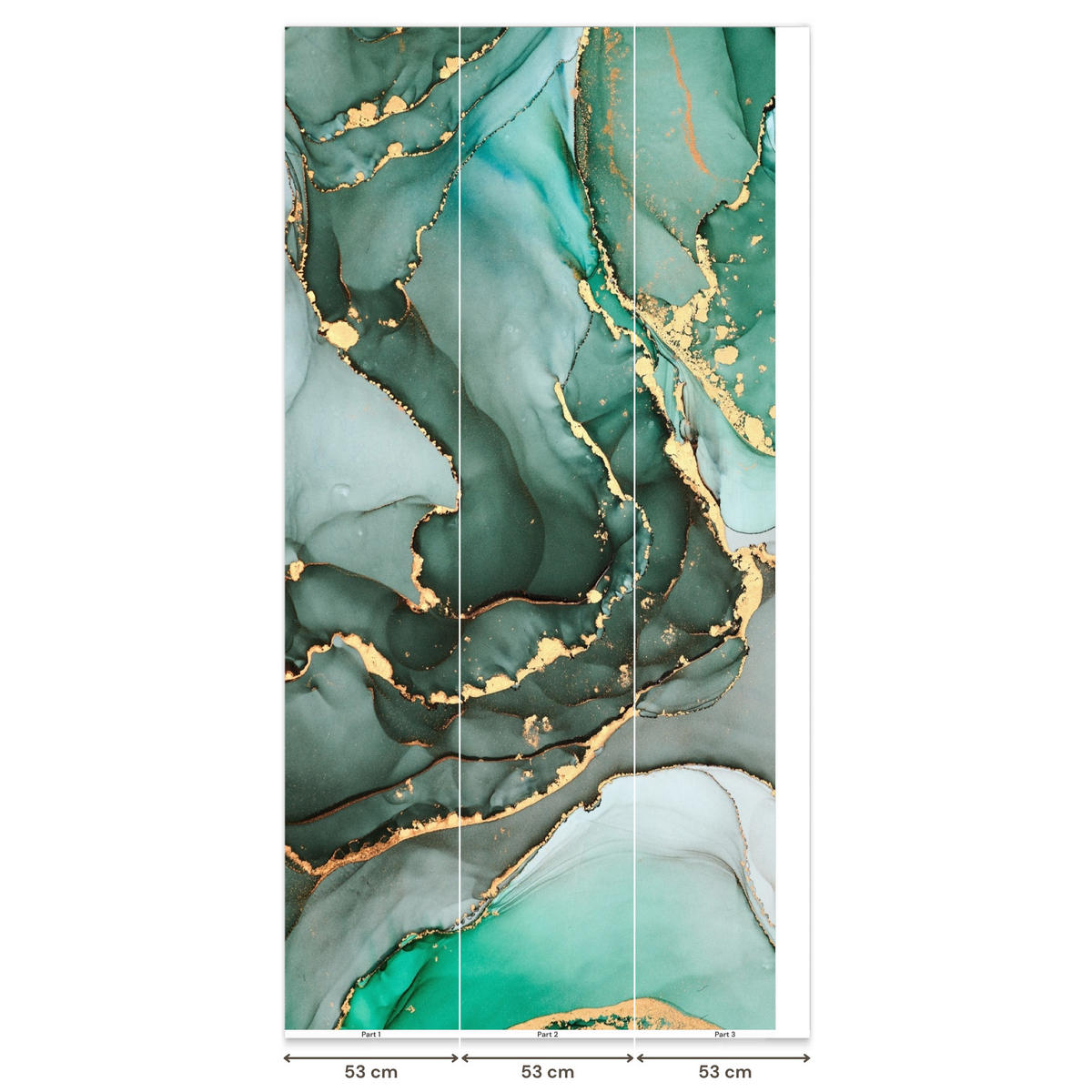 TAPETE - Gold - Marmor - Grün - Luxus - Marmoroptik - Grau - 140x300 cm - Grün, Papier (140/300cm) - OnlyWow