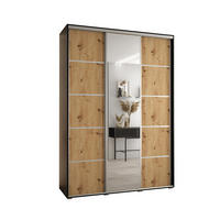 SCHWEBETÜRENSCHRANK 235,2/180/60 3-türig - Silberfarben/Schwarz, Holz/Metall (180/235/60cm) - Abiks Möbel