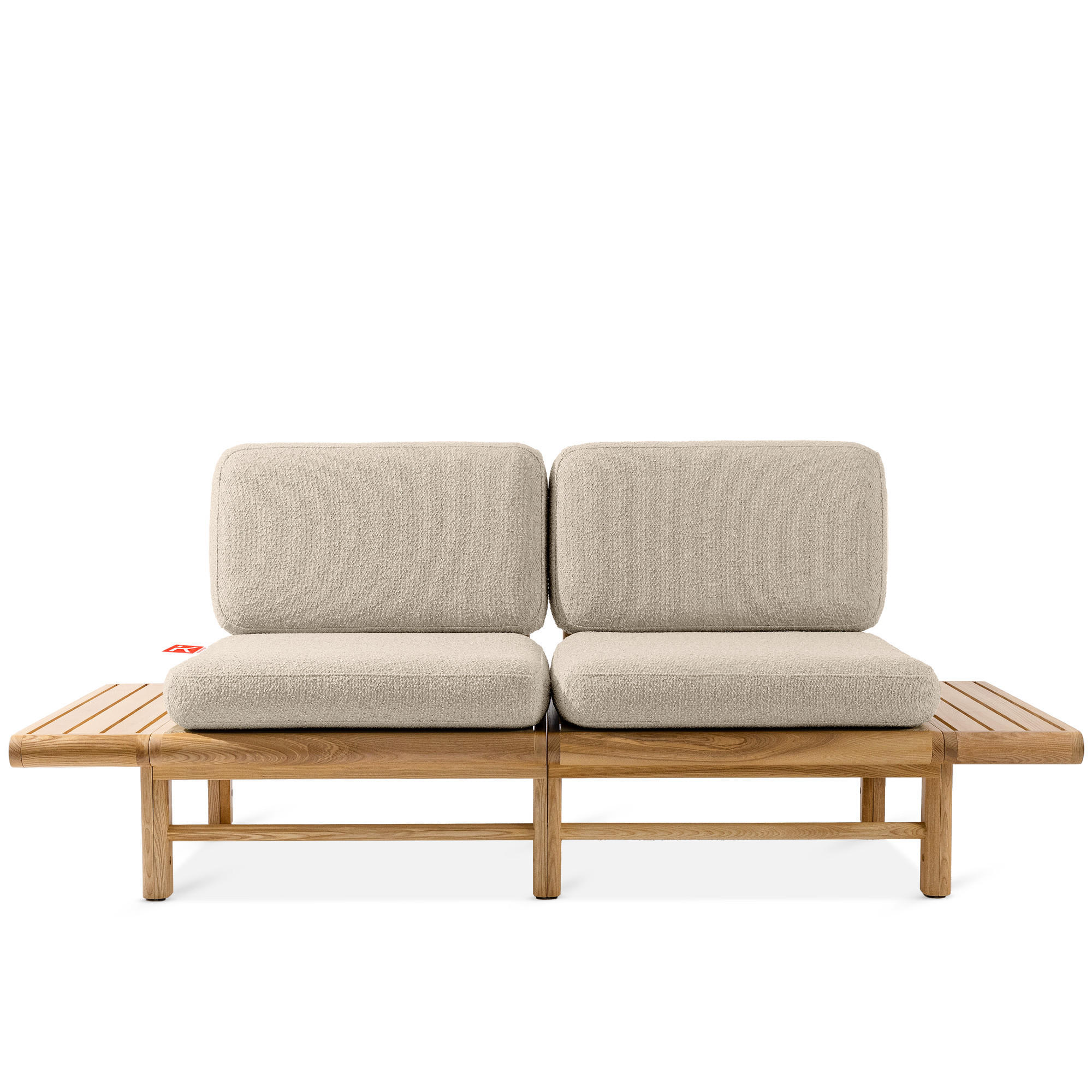 GARTENSOFA ATREDA 2-Sitzer, mit beideseitig Ablagen - Creme, Holz/Textil (190/74/80cm) - KONSIMO®