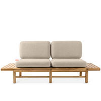 GARTENSOFA ATREDA 2-Sitzer, mit beideseitig Ablagen - Creme, Holz/Textil (190/74/80cm) - KONSIMO®