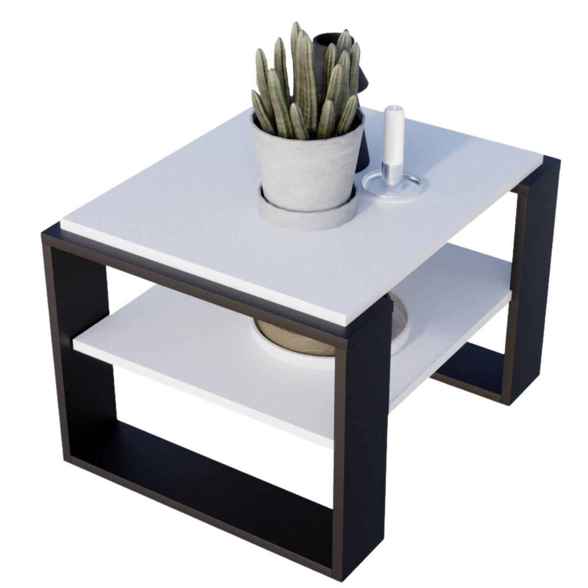 COUCHTISCH Kaja63 63/42/53,8 - Schwarz/Weiß, Holzwerkstoff (54/63/42cm) - RAUMHIRSCH FURNITURE