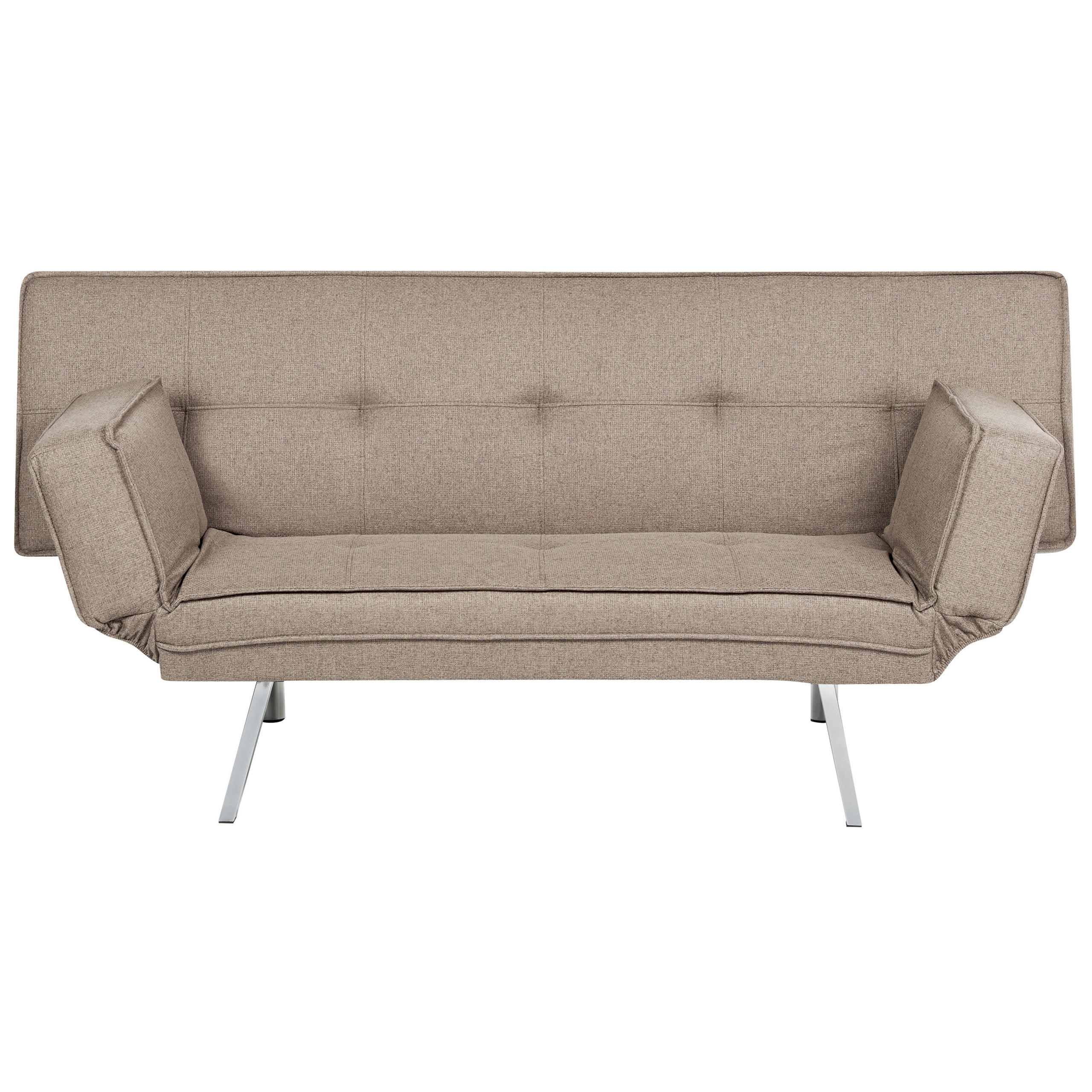 3-SITZER-SCHLAFSOFA Leinenoptik braun/silber Bristol - Silberfarben/Braun, Textil (180/84/93cm) - Beliani