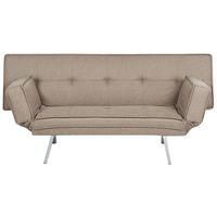 3-SITZER-SCHLAFSOFA Leinenoptik braun/silber Bristol - Silberfarben/Braun, Textil (180/84/93cm) - Beliani