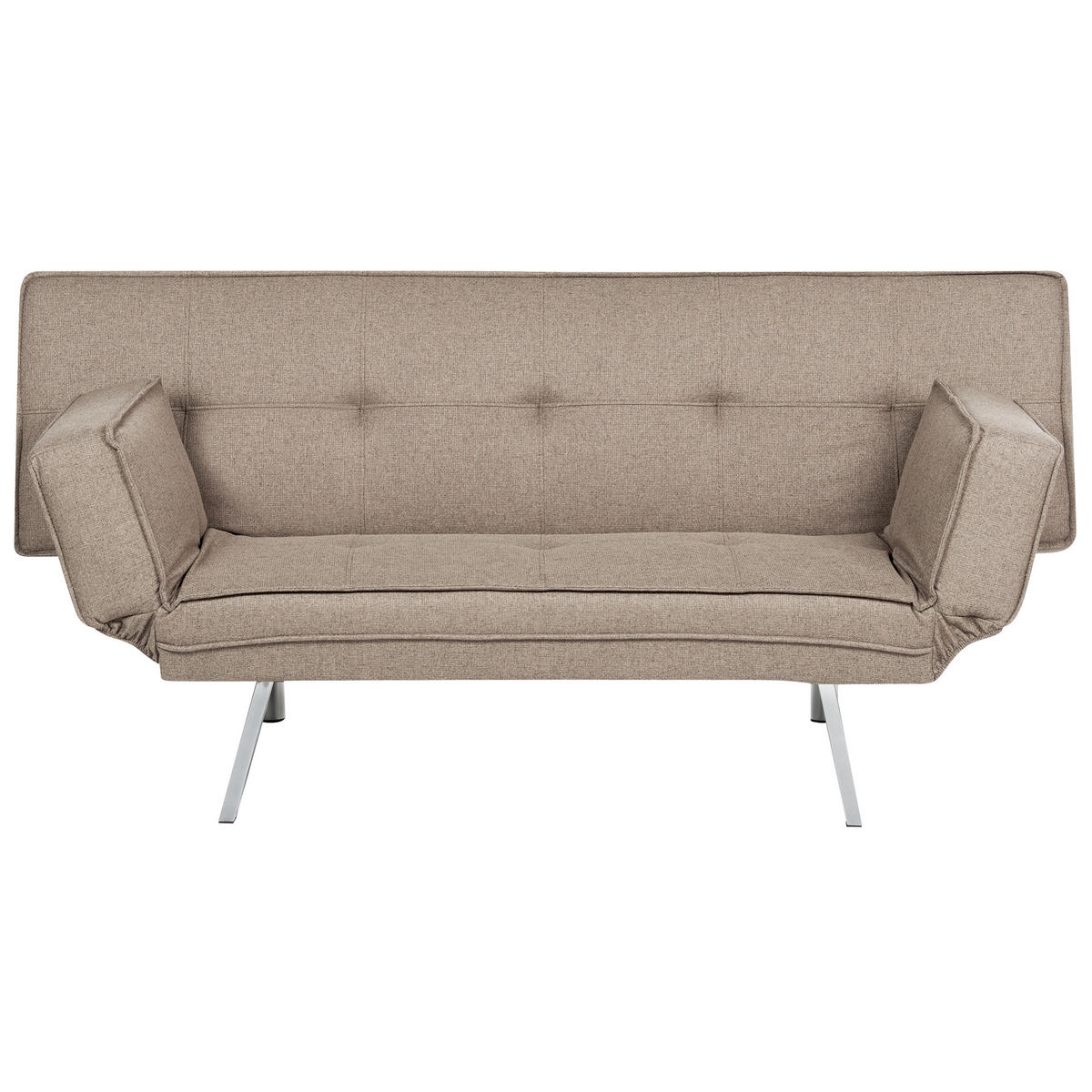 3-SITZER-SCHLAFSOFA Leinenoptik braun/silber Bristol - Silberfarben/Braun, Textil (180/84/93cm) - Beliani
