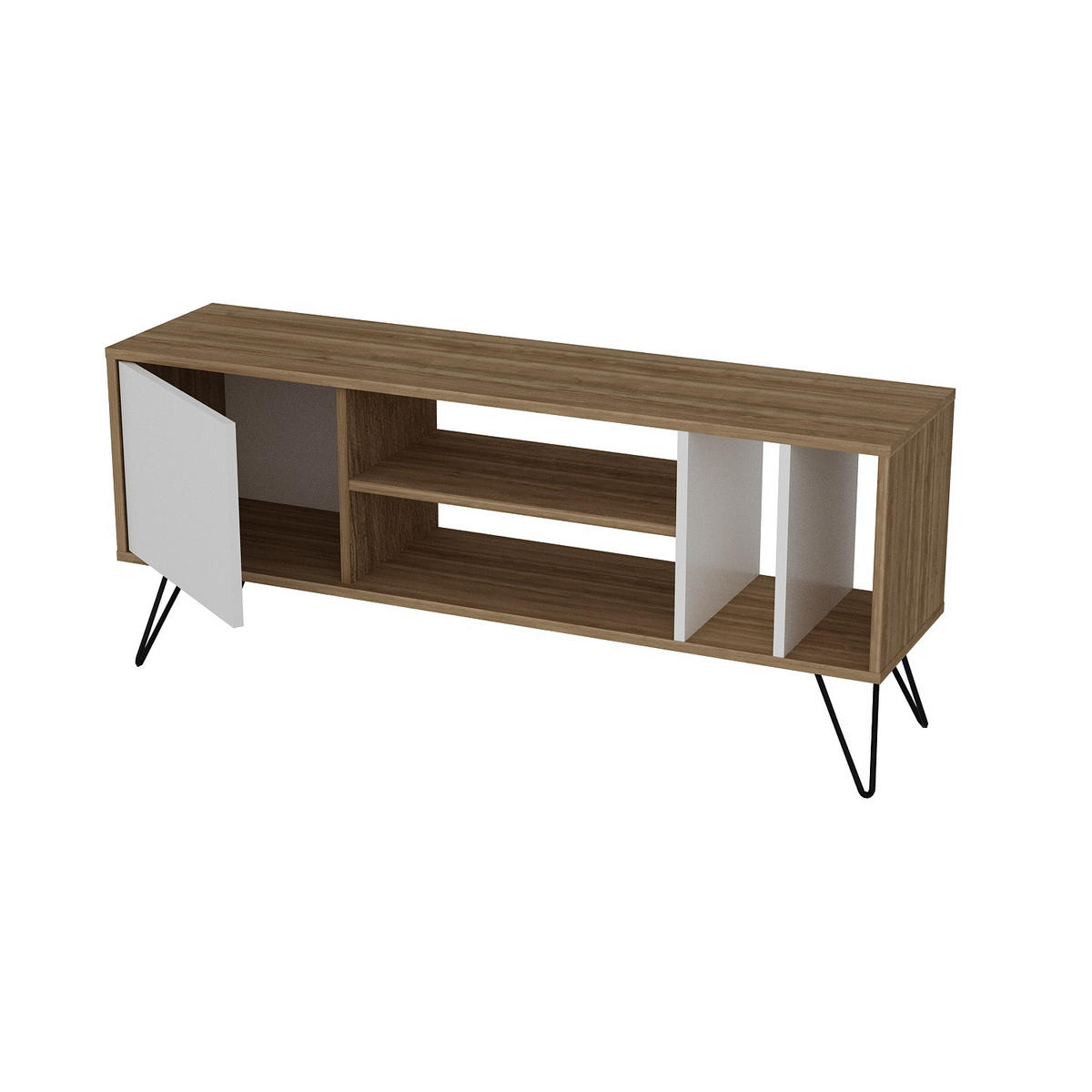 TV-ELEMENT Mictico 140 cm Walnuss Weiß - Walnussfarben/Weiß, Holzwerkstoff (35.5/58.4/140cm) - Decorotika
